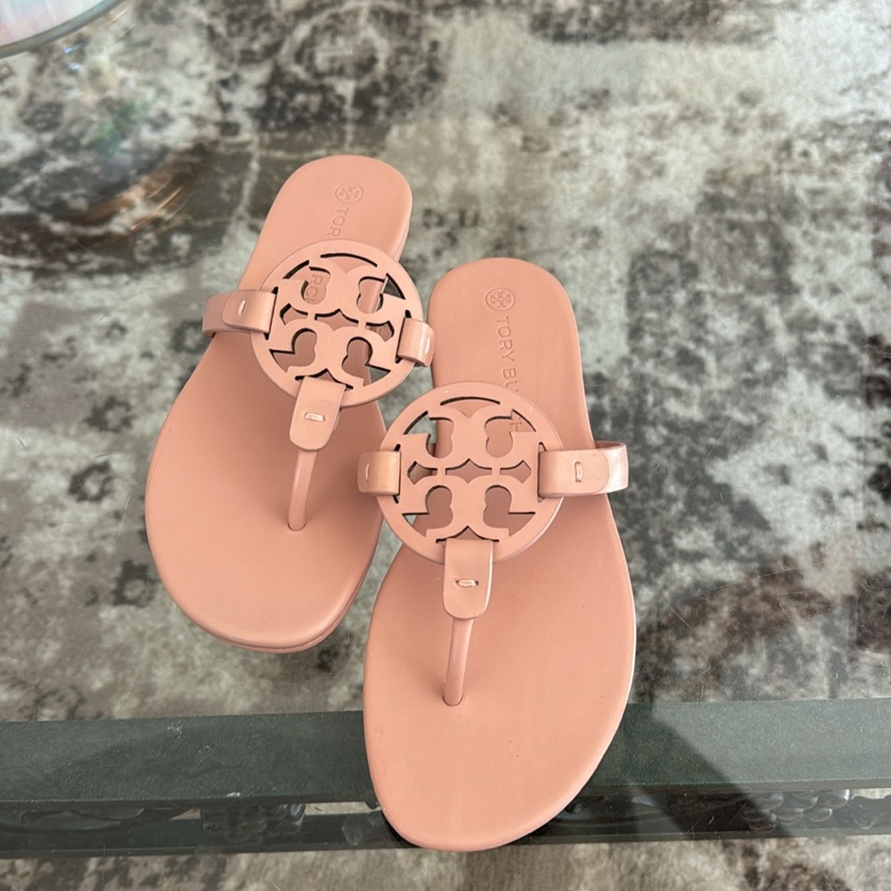 Tory Burch Miller Soft Calf Leather Sandals in Light Sand (Size 7)